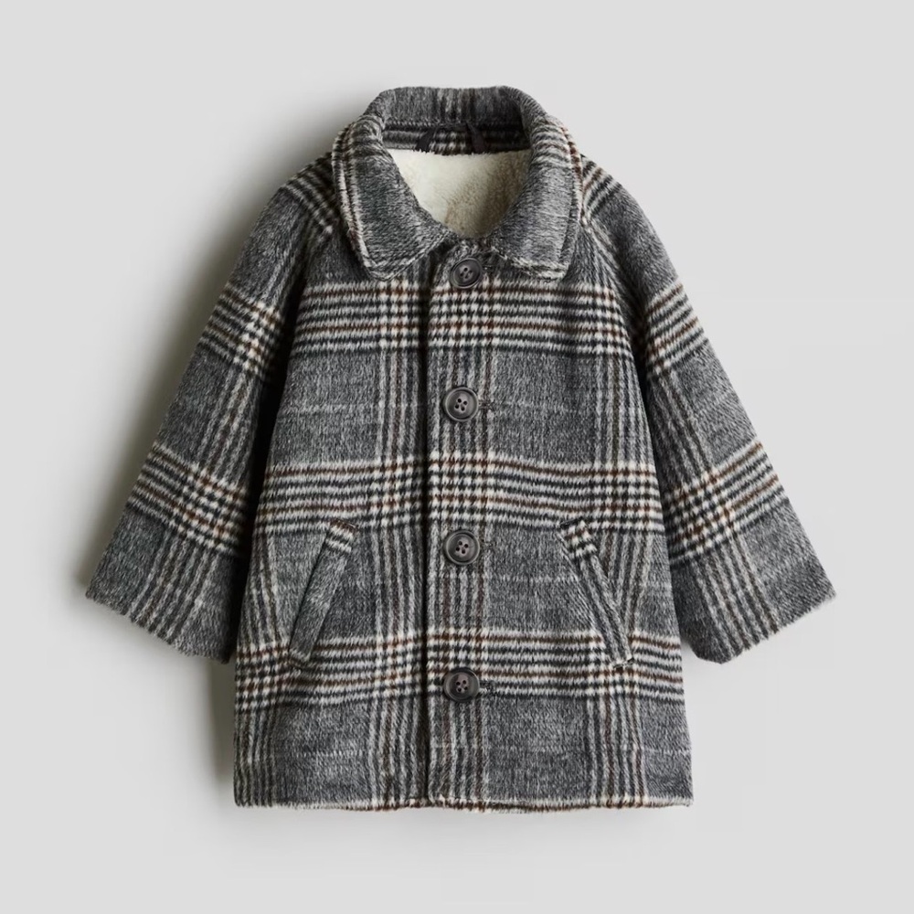 Children's Gray Plaid Coat - Cozy Kids Jacket